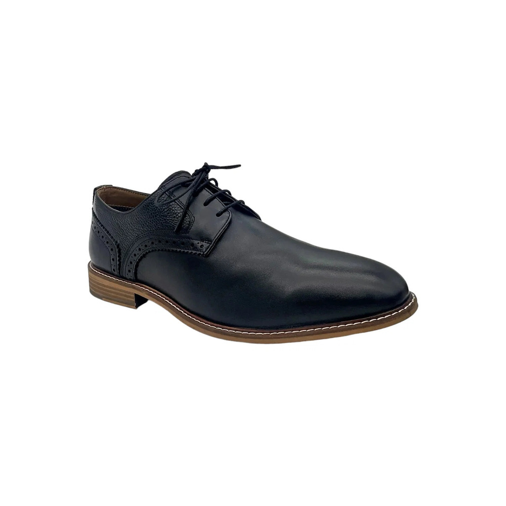 Thomas & Vine Clayton Plain Toe Brogue Derby Black - Medium
